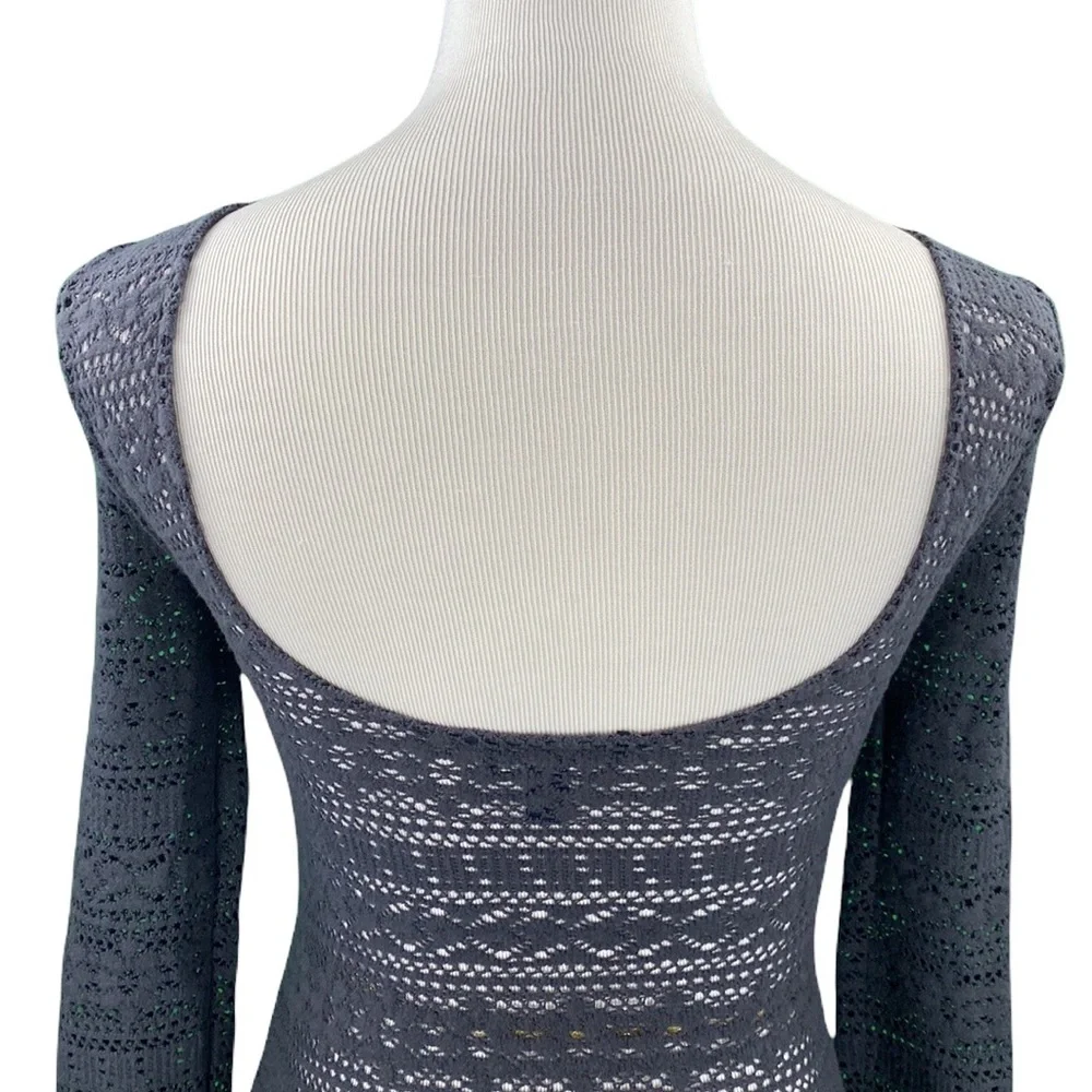 American Eagle Gray Open Back Lace Knit Sweater - Picture 6 of 11